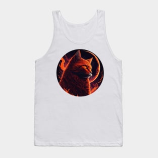 a fiery orange cat next to the crescent moon Tank Top